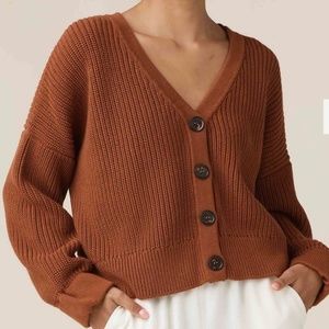 Vetta chunky cropped cardigan- Terracotta